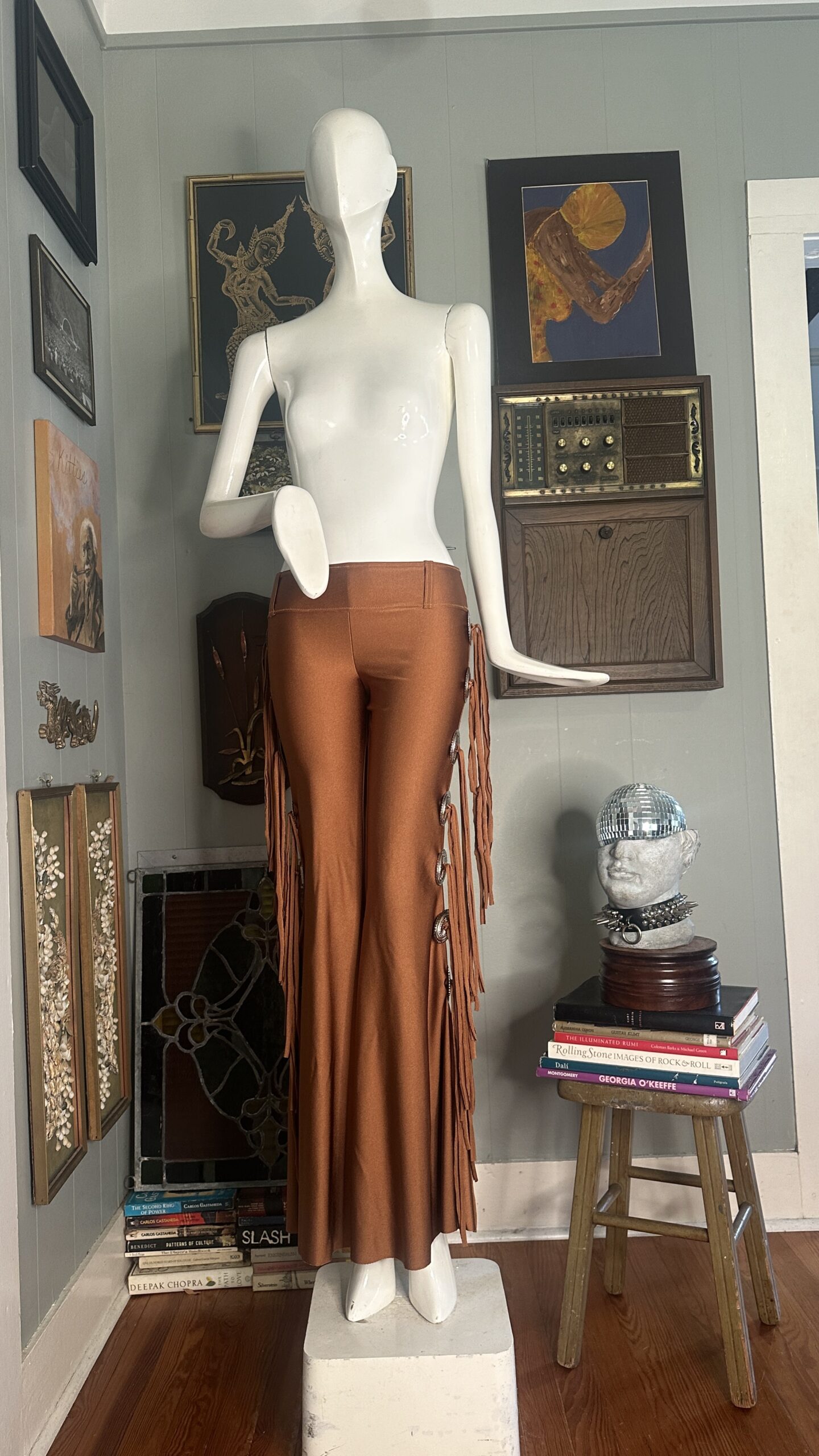 RTS +++ XSmall Low-Rise Pony Brown with Conchos & Xlong Fringe and Belt Loops // Inseam 31 - Image 2