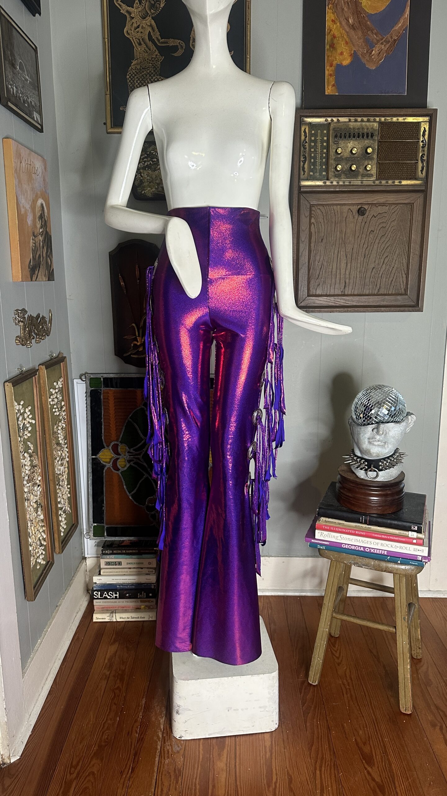 RTS +++ XSmall Liquid Purple Pink with Conchos & X-Long Fringe // Inseam 34" - Image 2