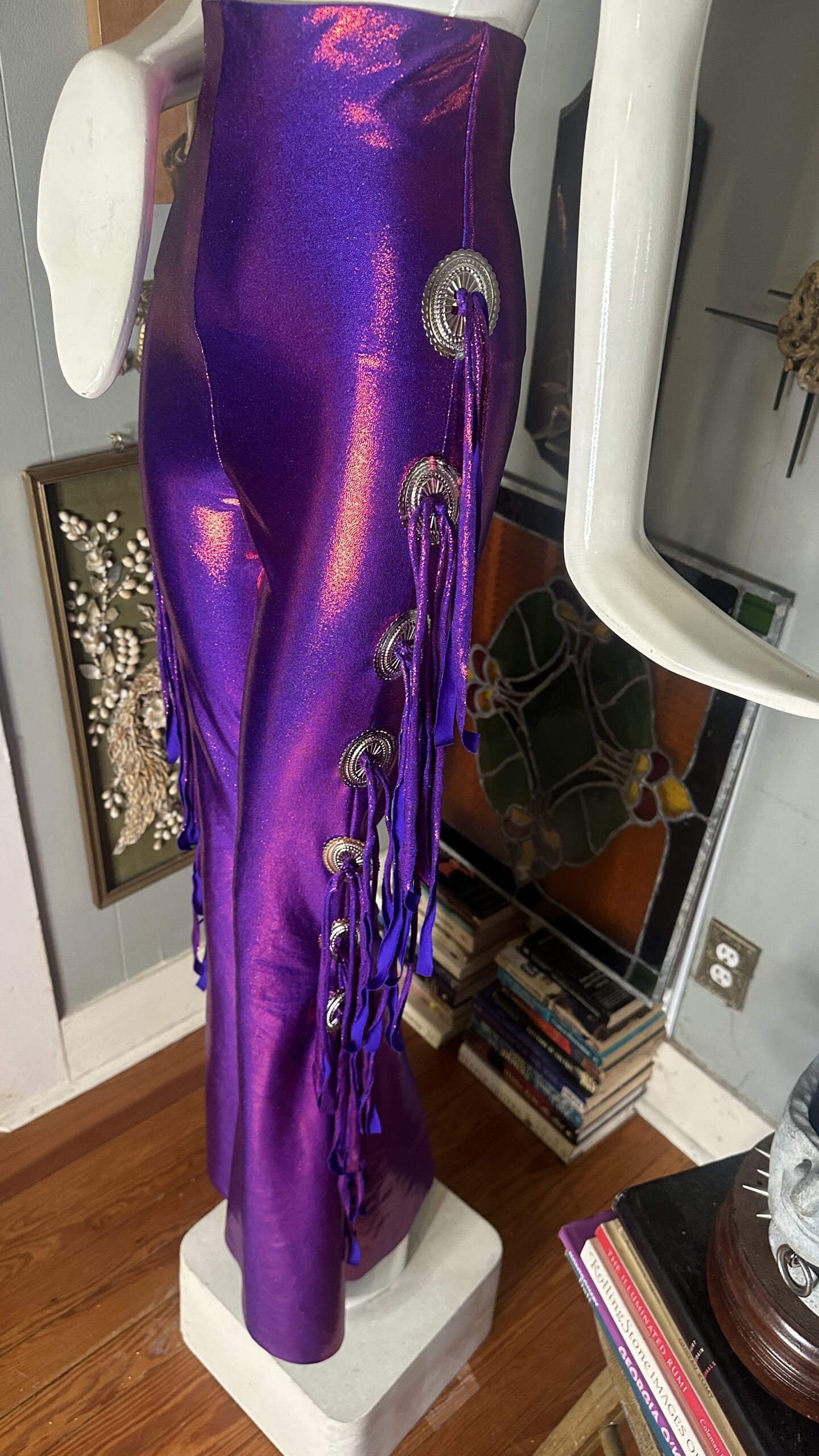 RTS +++ XSmall Liquid Purple Pink with Conchos & X-Long Fringe // Inseam 34" - Image 3